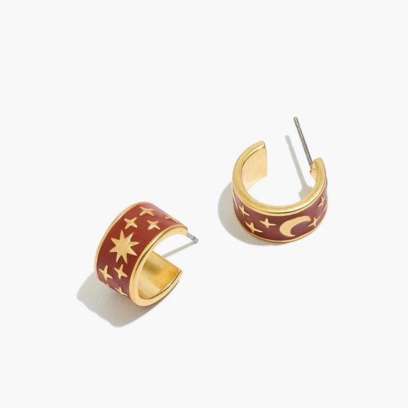 [NWT] Madewell Star & Moon Gold-Plated Huggie Hoop Earrings - Picture 2 of 3